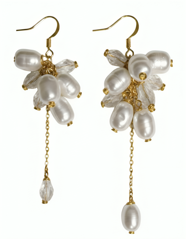 elegant pearl cluster earrings for women