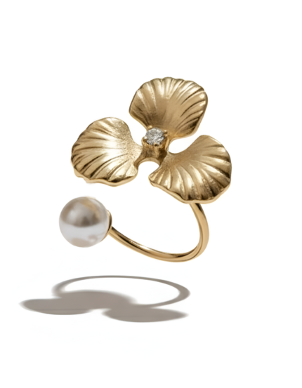 gold ring with pearl accent for women