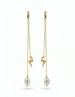 Anti-Tarnish Flamingo Pearl Drop Earrings for women