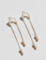 minimal pearl party wear chain drop earrings for women
