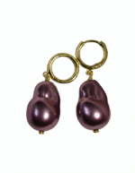 plum pearl party wear drop earrings for women