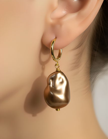 Organic Gold Tone Drop Earrings for women