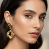 Abstract Gold Tone Textured Drop Earrings for Women