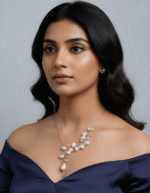 Gold pearl drop necklace for women with anti tarnish finish, party wear jewellery