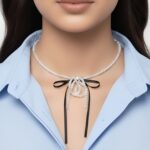 Handmade Pearl Bow Choker | Anti-Tarnish