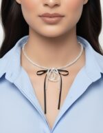 Handmade Pearl Bow Choker | Anti-Tarnish