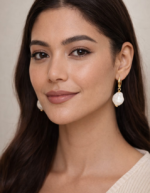 Handmade Anti Tarnish Gold Baroque Pearl Huggie Earrings - Image 4