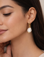 Handmade Anti Tarnish Gold Baroque Pearl Huggie Earrings