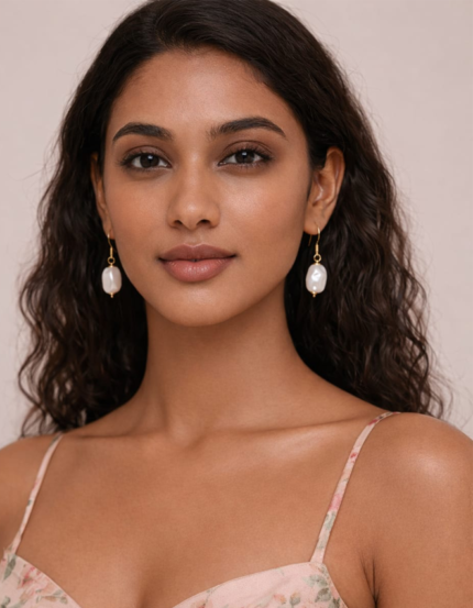 Aurelia handmade anti tarnish gold baroque pearl hook earrings for women TITLE