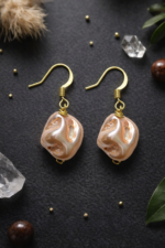 Roselle Sculpted Pearl Drop Earrings | Handmade Anti Tarnish - Image 3