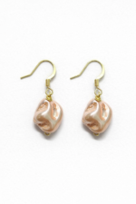 Roselle handmade anti tarnish pink baroque pearl drop earrings for women