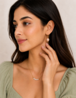 Elaris handmade anti tarnish pearl necklace and earrings set for women