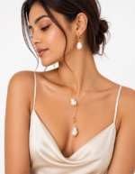 Aurelia handmade anti tarnish baroque pearl jewellery set with necklace and earrings