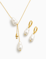 Aurelia handmade anti tarnish baroque pearl jewellery set with necklace and earrings