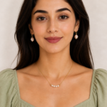 Elaris handmade anti tarnish pearl necklace and earrings set for women