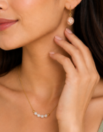 Elaris Pearl Necklace & Earrings Set | Handmade Anti Tarnish - Image 2