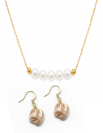 Elaris Pearl Necklace & Earrings Set | Handmade Anti Tarnish - Image 3