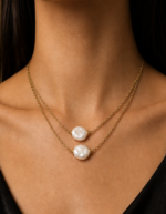 Aveline Layered Pearl Necklace | Handmade Anti Tarnish - Image 2