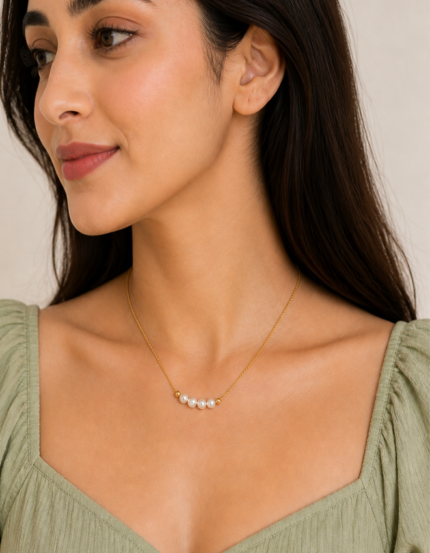 Elaris handmade anti tarnish pearl bar necklace for women