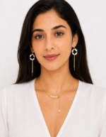 Veloura handmade anti tarnish pearl jewellery set with drop necklace and hoop earrings