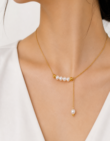 Veloura handmade anti tarnish pearl drop necklace for women