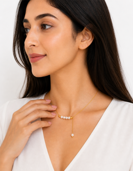 Veloura handmade anti tarnish pearl drop necklace for women
